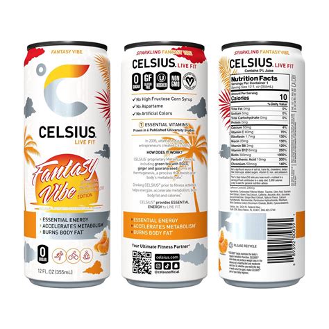 CELSIUS Sparkling Fantasy Vibe, Functional Essential Energy Drink 12 Fl ...