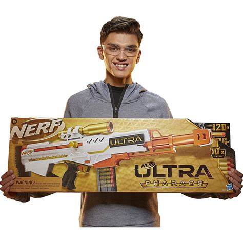 NERF Ultra Pharaoh Blaster with Premium Gold Accents, 10-Dart Clip, 10 ...