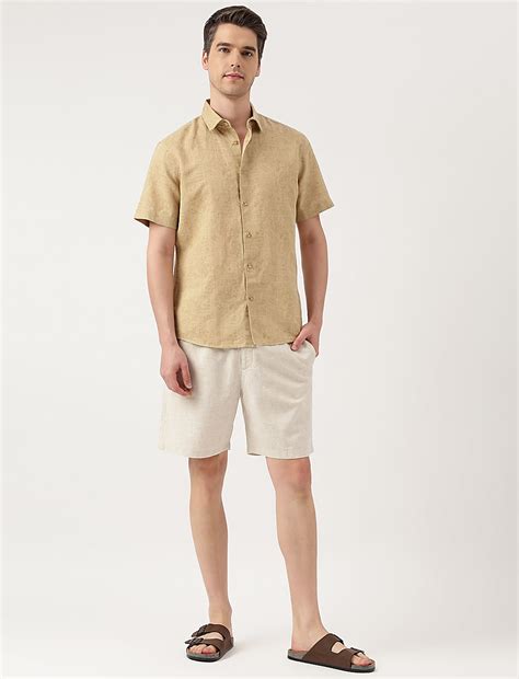 Buy Linen Blend Printed Spread Collar Shirt at Marks & Spencer