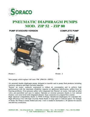 Fillable Online soraco PNEUMATIC DIAPHRAGM PUMPS ZIP52 ZIP80 - soraco ...