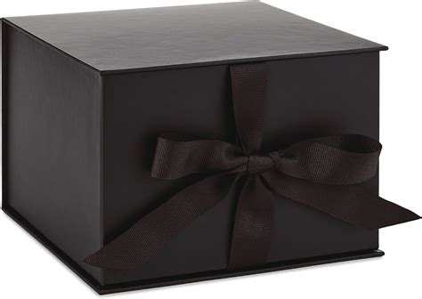 Buy Hallmark 7" Large Black Gift Box with Lid and Shredded Paper Fill ...