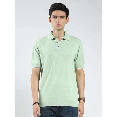 Buy Monte Carlo Green Men Solid Collar Neck Polo T-Shirt Online