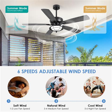 Asyko 52" Ceiling Fan with Lights and Remote - Indoor/Outdoor Ceiling ...