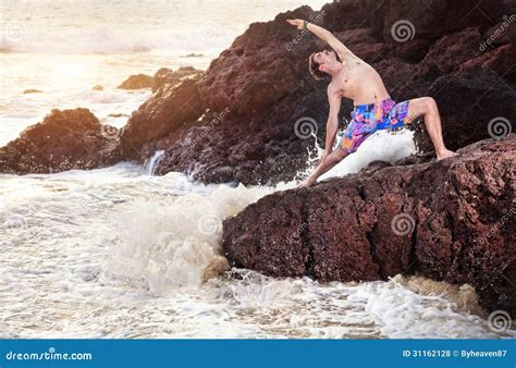 Yoga on the rock stock photo. Image of mind, concentration - 31162128