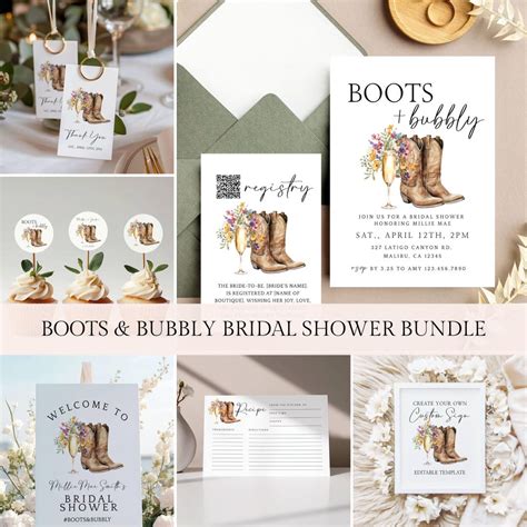 Boots and Bubbly Wedding Shower Bundle, Boots and Bubbly Bridal Shower ...