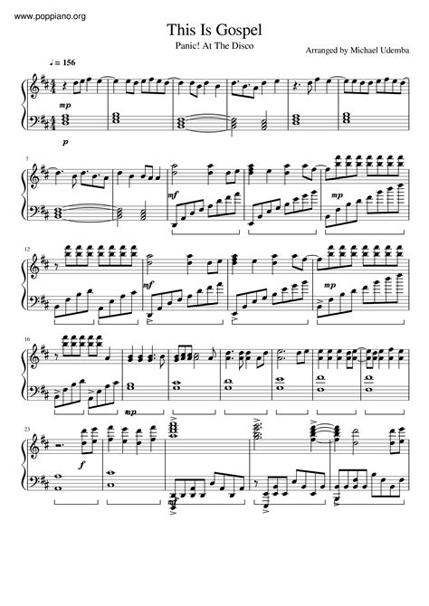 Panic! At The Disco-This Is Gospel Sheet Music pdf, - Free Score Download ★