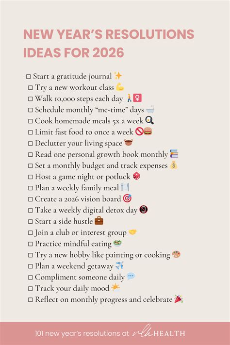 101 New Year’s Resolution Ideas for 2026 - VLH health