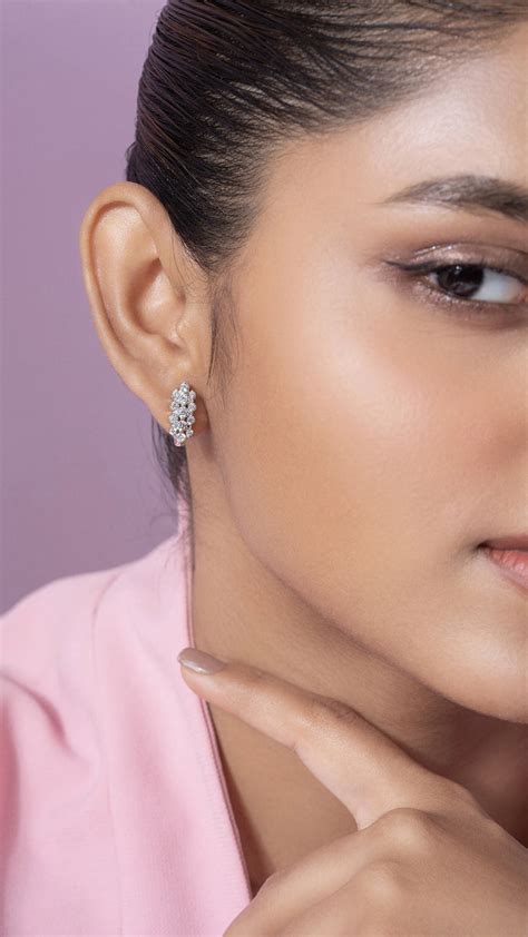 Zamia Silver Hoop Earrings for Women White Gold – Shinez By Baxi Jewellers