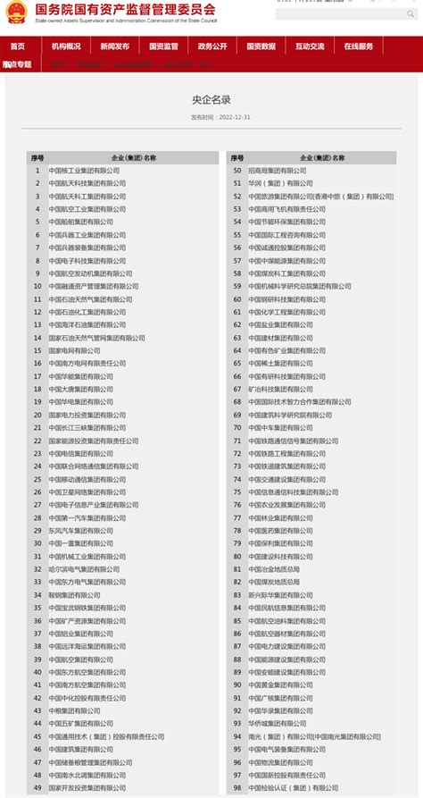 最新央企名录！国资委公布增加至98家央企（2022版）__财经头条