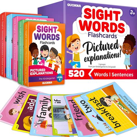 Amazon.com: QUOKKA 520 Sight Words Flash Cards with Images & Sentences ...