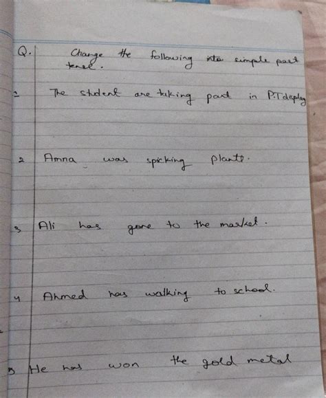 change the following into simple past tense - Brainly.in