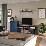SKRUVBY TV storage combination, black-blue, 226x38x90 cm (89x15x353/8 ...