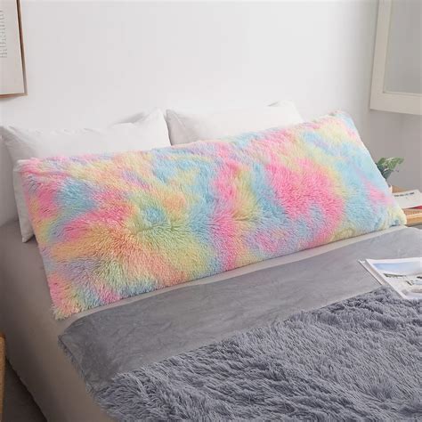 Amazon.com: MEGO Rainbow Print Fluffy Body Pillow Cover, 20x54 Shaggy ...