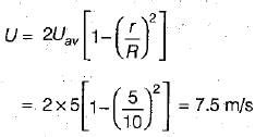 Laminar developed flow at an average velocity of 5 m/s occurs in a pipe ...
