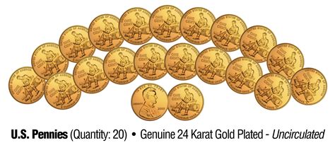 Lot of 20 LINCOLN BICENTENNIAL 2009 Pennies UNC Coins 24K Gold Plated ...