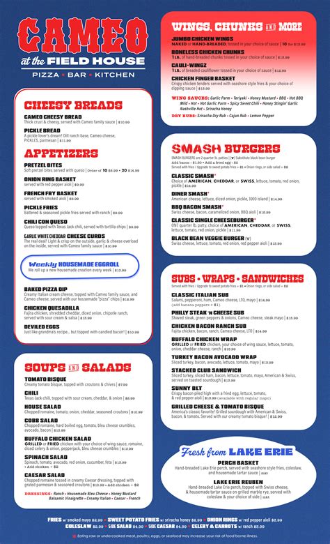Cameo Pizza Menu in Avon, Ohio