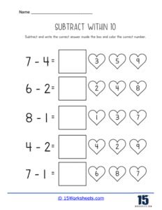 Difference within 10 Worksheet 的图像结果