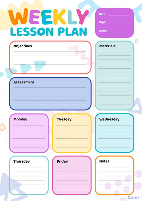 Image result for Weekly Lesson Plan