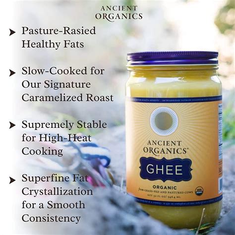 Organic Grass Fed Ghee Butter | Ancient Organics | 32 Fl Oz x 2 | USDA ...