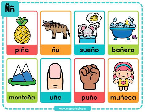 Palabras con la Ñ | Sílabas con ña ñe ñi ño ñu | Palabras con n ...