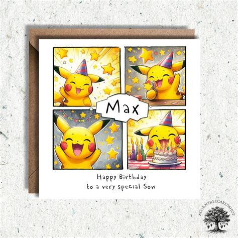 Personalised Pikachu Birthday Card, Pikachu Birthday Card, Birthday ...
