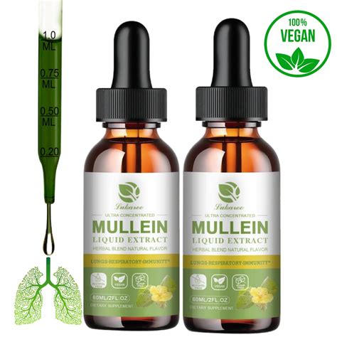 Mullein Drops for Lungs 600,000‬mg, Lung Detox & Cleanse, 16 in 1 Vegan Mullein Leaf Extract ...