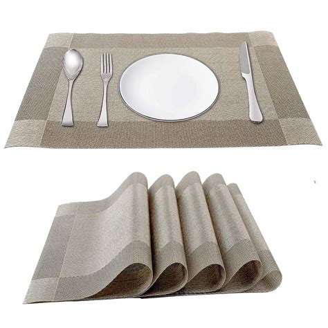 Buy MemeHo® Washable Heat-Resistant Placemats for Dining Table| Vinyl ...