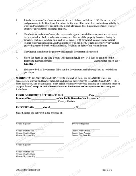 Florida Enhanced Life Estate or Lady Bird Deed - Legal Life Estate | US ...