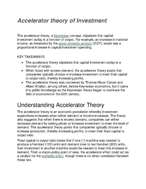 Investment Dynamics: Understanding the Accelerator Theory of Investment ...