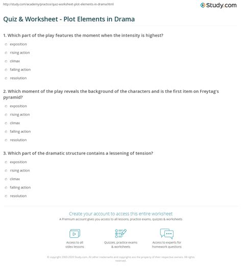 Elements Of Drama Worksheet - E-streetlight.com