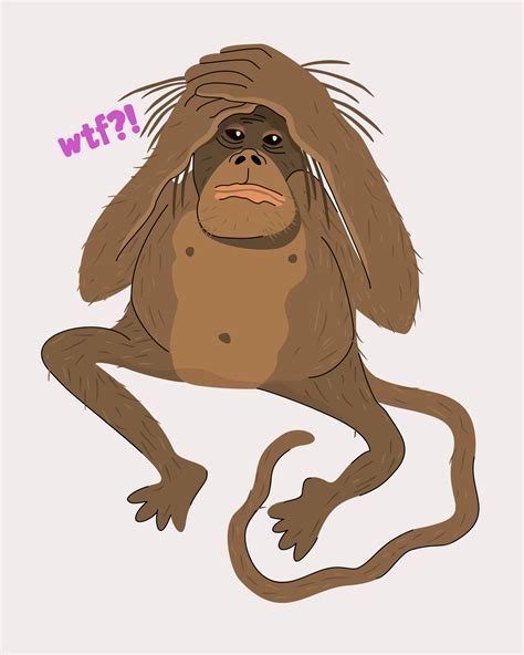 Vector isolated illustration of sad monkey. WTF. 10411767 Vector Art at ...