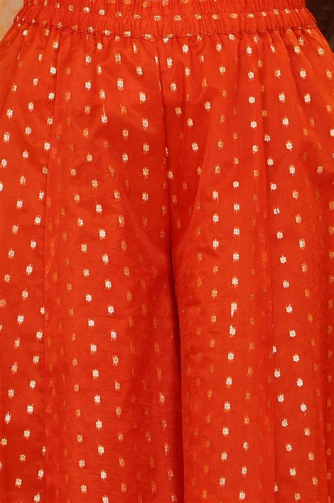 Buy Orange Dyed Tape Embroidered Straight Kurta, Palazzo and Dupatta ...
