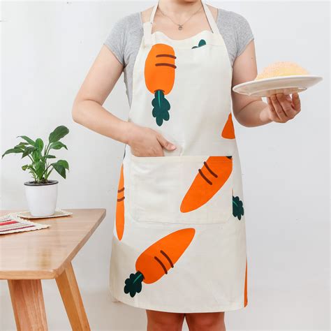 胡萝卜无袖布艺情侣围裙男女时尚厨房做饭烘焙餐厅工作罩衣-阿里巴巴