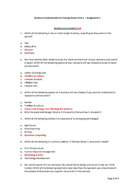 Assignment 1 - Business Fundamentals - Page 1 of 3 Business ...