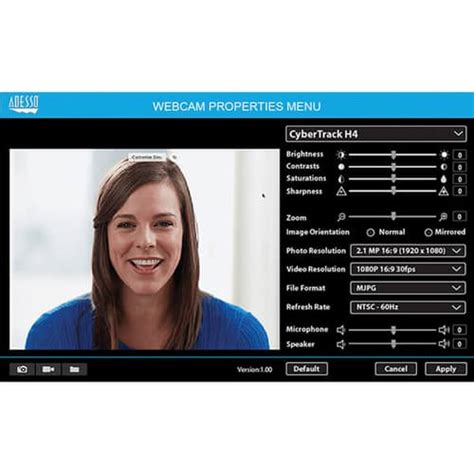 Adesso CyberTrack H4 1080P USB Webcam | Built-In Microphone