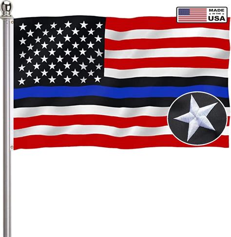 Amazon.com : Embroidered Blue Line American Flag 3x5 Outdoor-Blue Lives ...