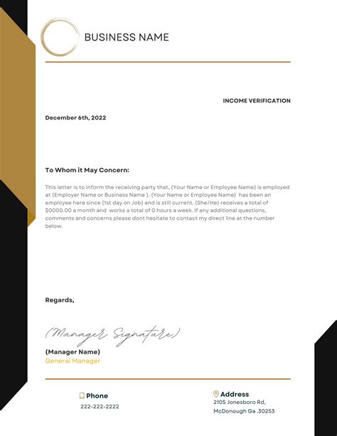 Income Letter Format Lost Income Verification Letter Template To Send