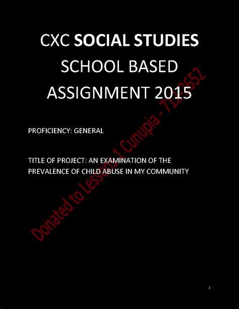 Social-studies-SBA sample - CXC SOCIAL STUDIES SCHOOL BASED ASSIGNMENT ...