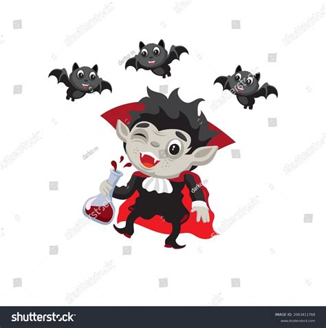 Cute Cartoon Style Illustration Drunk Vampire: เวกเตอร์สต็อก (ปลอดค่า ...