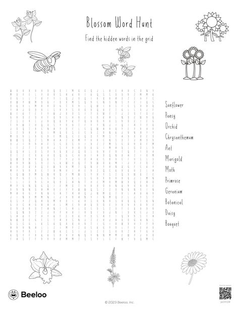 Blossom Word Hunt • Beeloo Printable Crafts and Activities for Kids