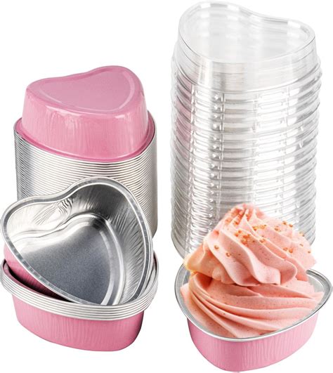 Amazon.com: LepoHome 50 Pack Heart Shaped Cake Pans, Aluminum Foil Mini ...
