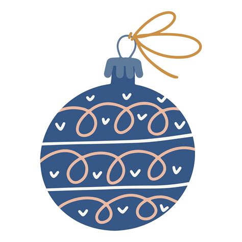 Hand drawn christmas bauble with linear ornament. Xmas holiday toy ...