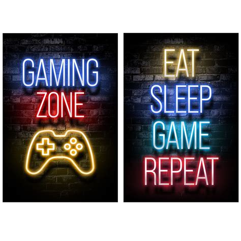Lieonvis 2pcs Neon Gaming Wall Art for Boys Room - Video Game Decor ...