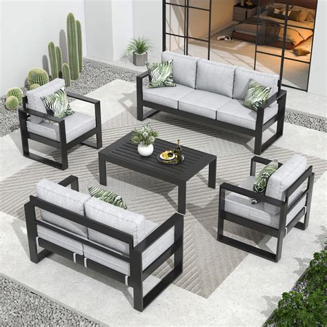 Amazon.com: Armen Living Silvana Modern Outdoor Patio Seating Set, 4 ...