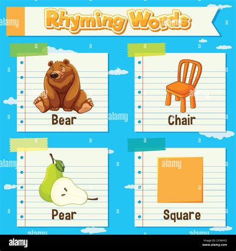 Bear, chair, pear, and square rhyming words Stock Vector Image & Art ...