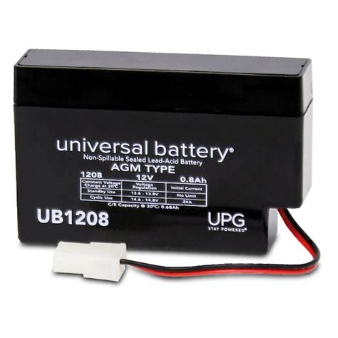 Upg Sealed Lead Acid Battery, 12 V, .8Ah, UB1208, WL (Wire Lead ...