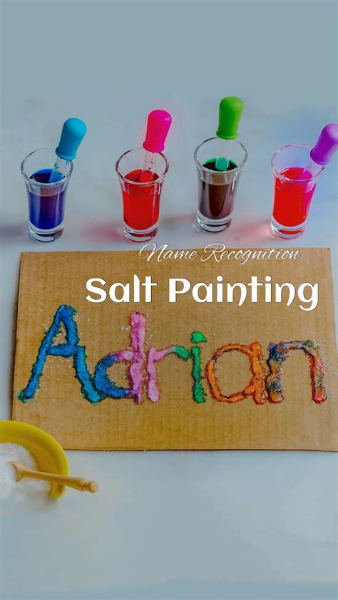 Name Recognition Salt Painting | Name activities preschool, Preschool ...