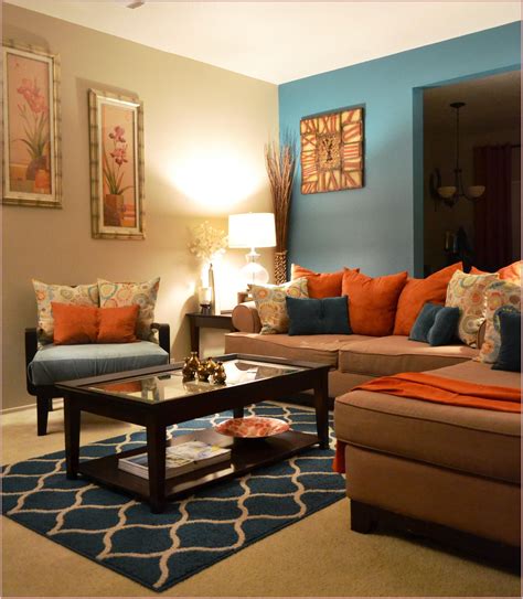 burnt orange and teal living room