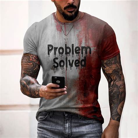 Men's Bloody Problem Solved Halloween Print T-Shirt 23.99 menweary