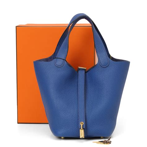 Sac Picotin Lock 18 Taurillion Maurice Blue Royal Bag – Confidential ...